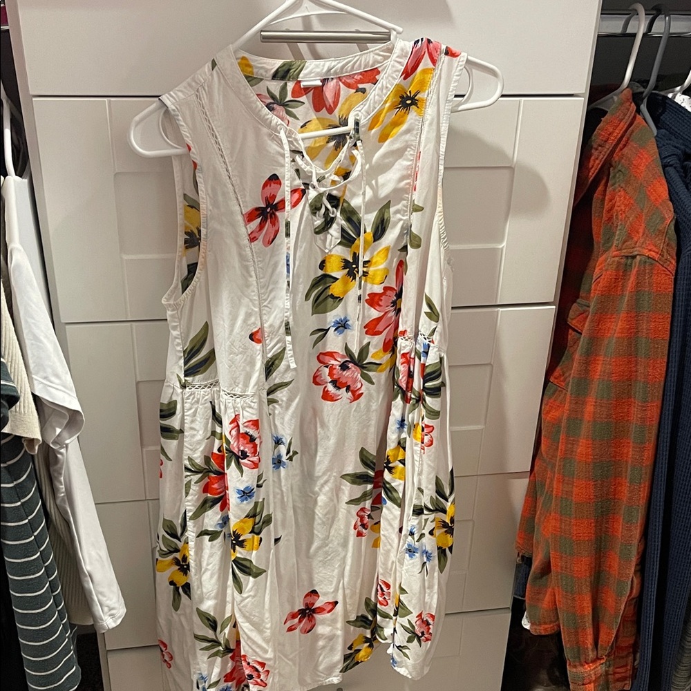 Old Navy Floral Mini Dress - White, Red, Yellow, Blue
